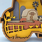 Sculpture tracteur en bois