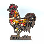 Sculpture coq en bois