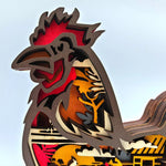 Sculpture coq en bois