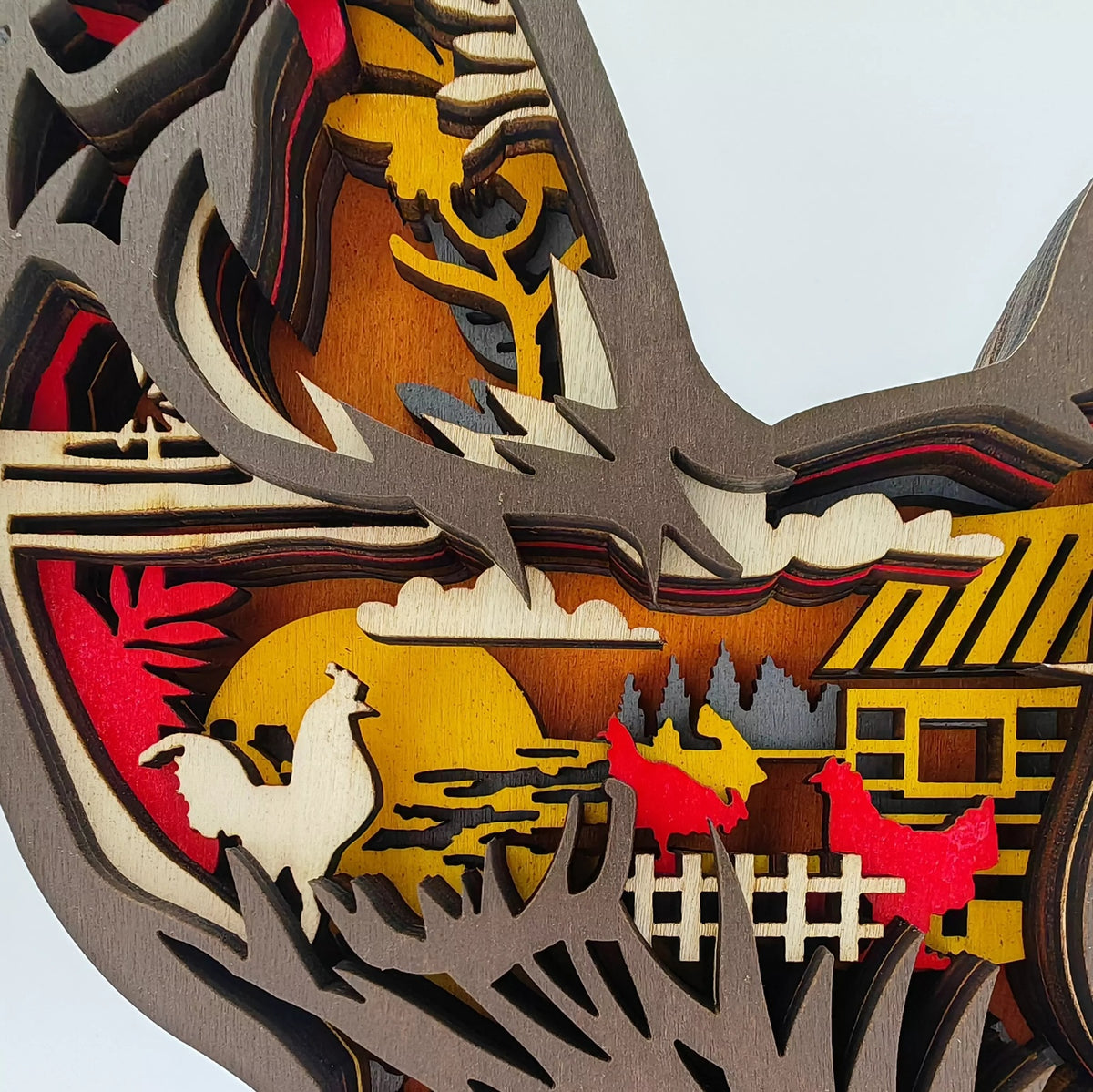 Sculpture coq en bois