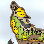 Lampe loup des montagnes en bois - USB