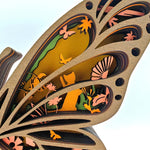 Lampe papillon orange en bois - USB