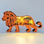 Sculpture lion d'Afrique en bois