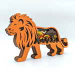 Sculpture lion d'Afrique en bois
