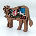 Sculpture vache des Pays de Savoie en bois