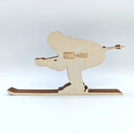 Sculpture skieur en bois