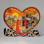 Lampe coeur puzzle en bois - USB