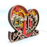 Lampe coeur puzzle en bois - USB
