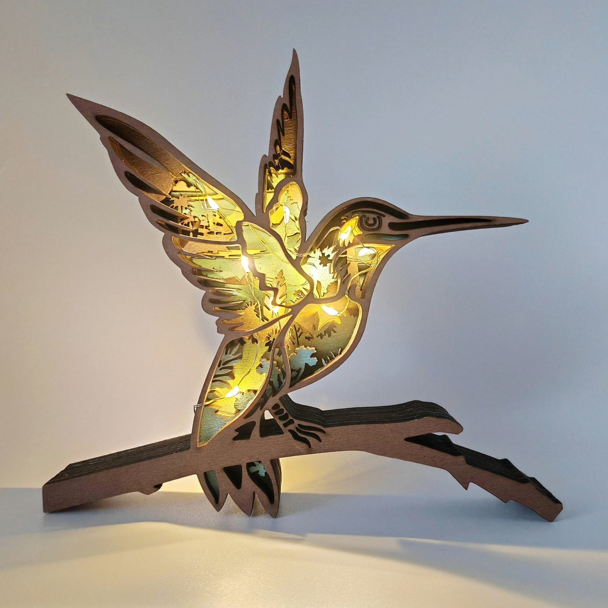 Sculpture oiseau colibri en bois