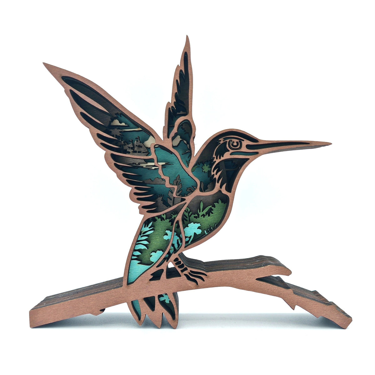 Sculpture oiseau colibri en bois