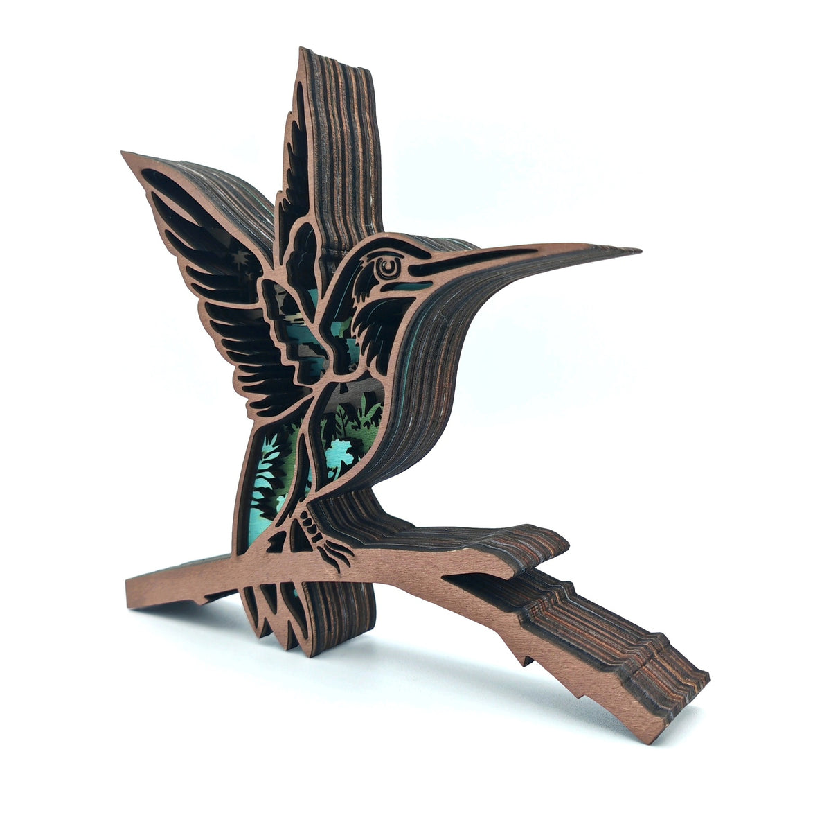Sculpture oiseau colibri en bois