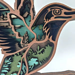 Sculpture oiseau colibri en bois