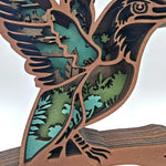 Sculpture oiseau colibri en bois