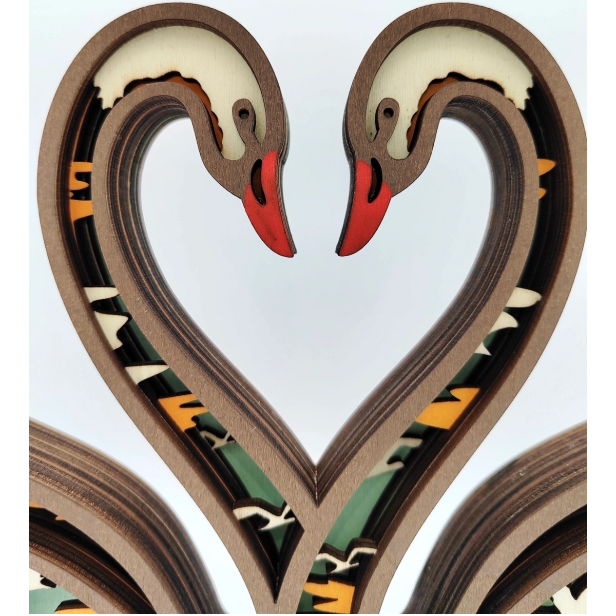 Sculpture cygnes en bois