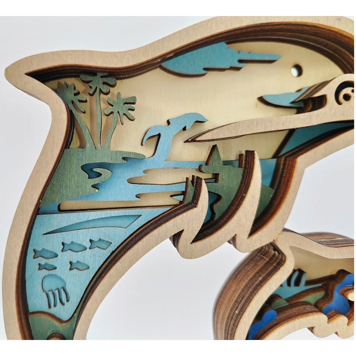 Sculpture dauphins en bois