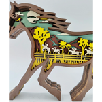 Sculpture cheval de course en bois