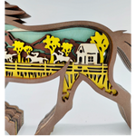 Sculpture cheval de course en bois