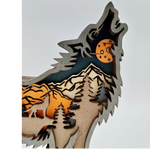 Sculpture loup en bois