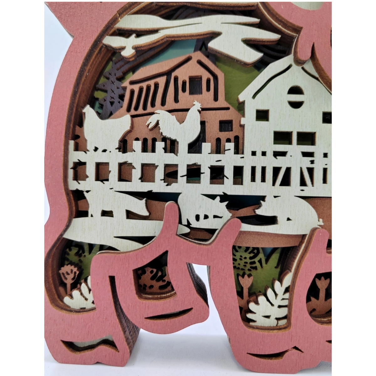 Sculpture cochon en bois
