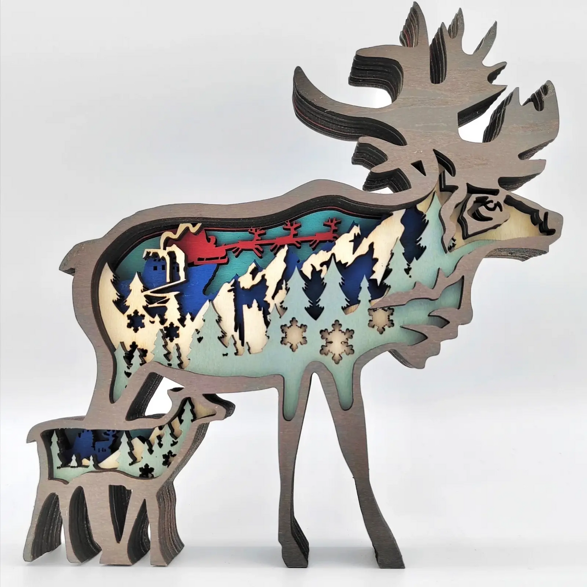 Sculpture renne en bois
