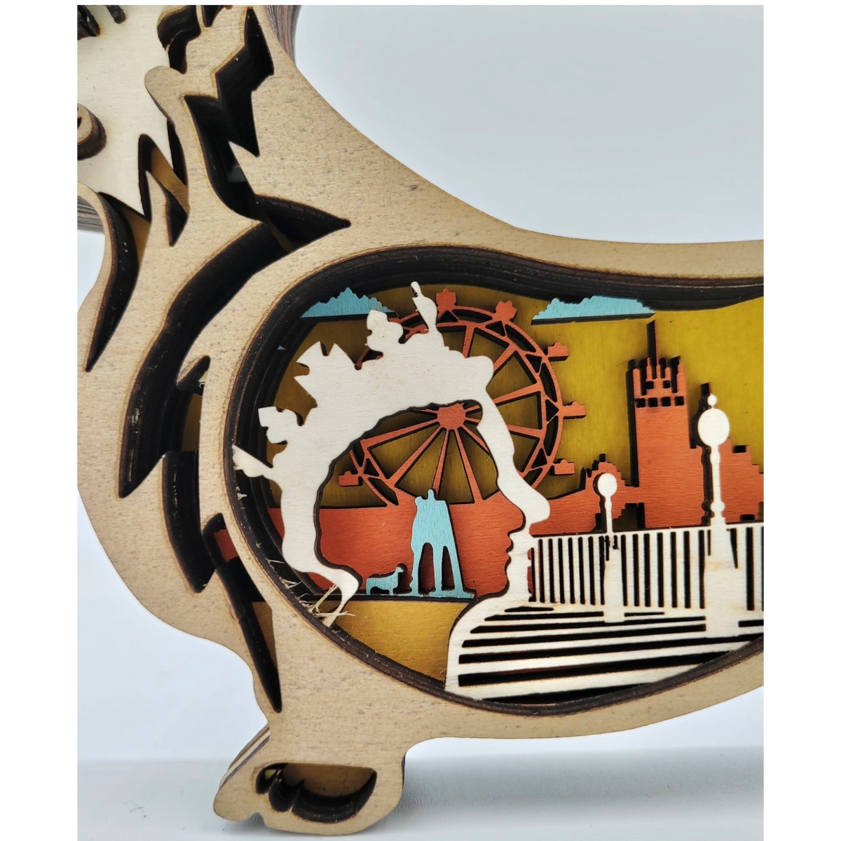Sculpture chien corgi en bois