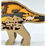Sculpture dinosaure tricératops en bois