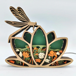 Lampe libellule en bois - USB
