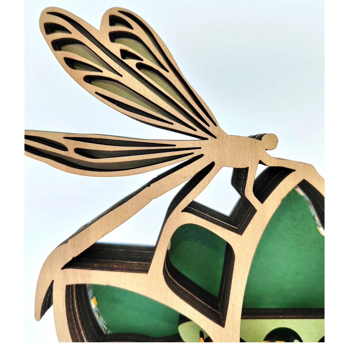 Lampe libellule en bois - USB