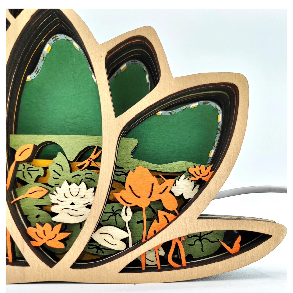 Lampe libellule en bois - USB