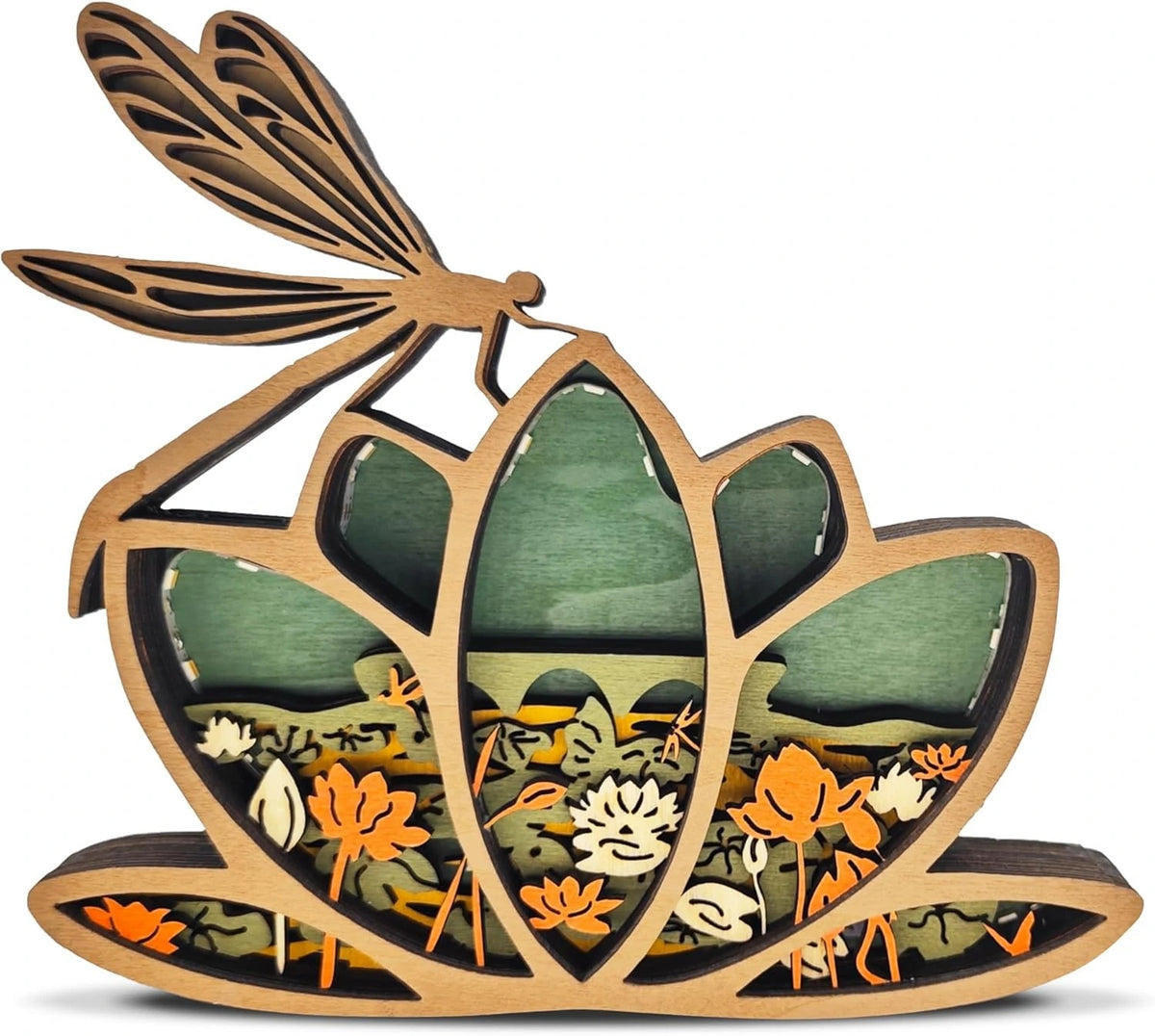 Lampe libellule en bois - USB
