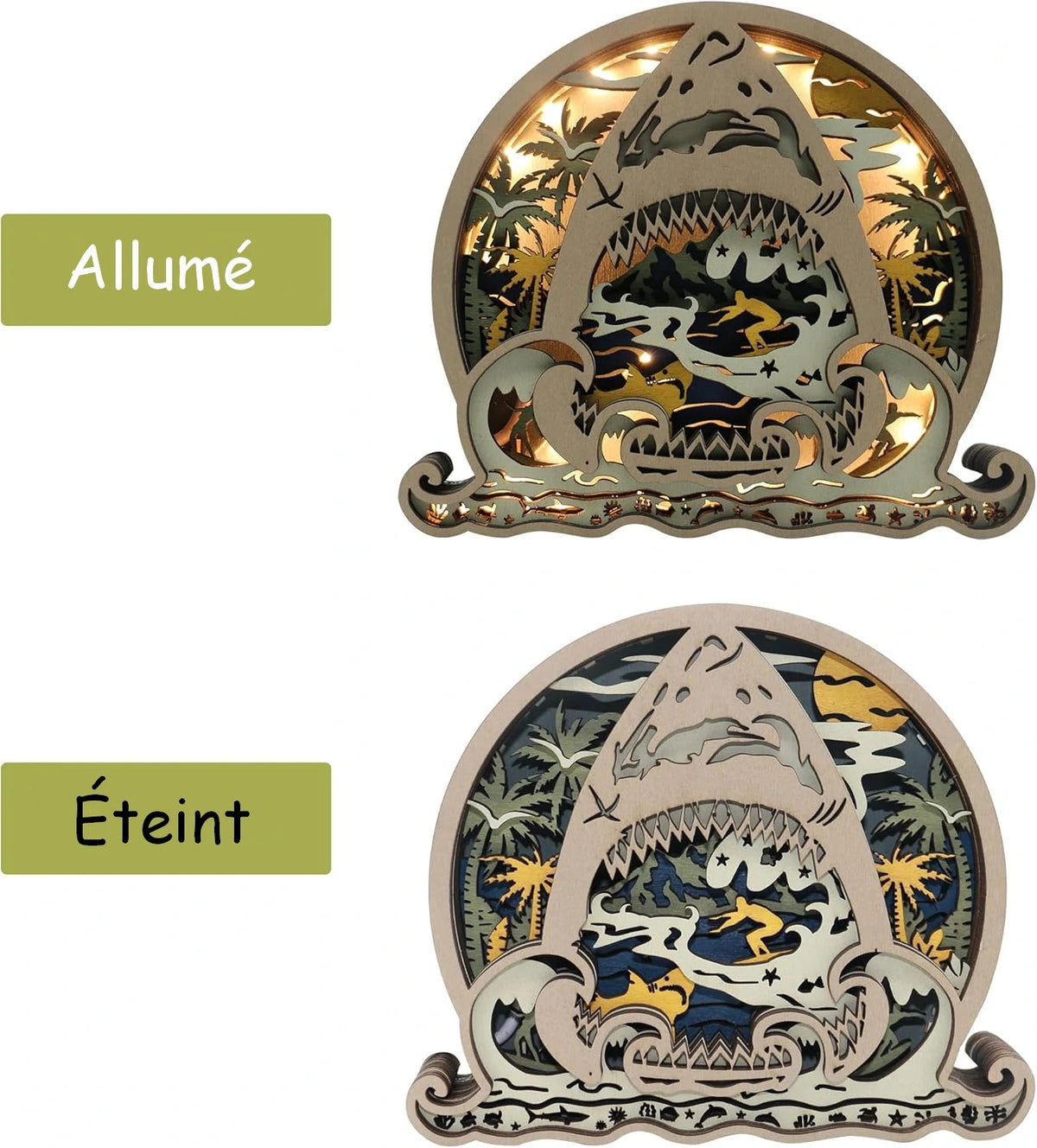 Lampe requin en bois - USB