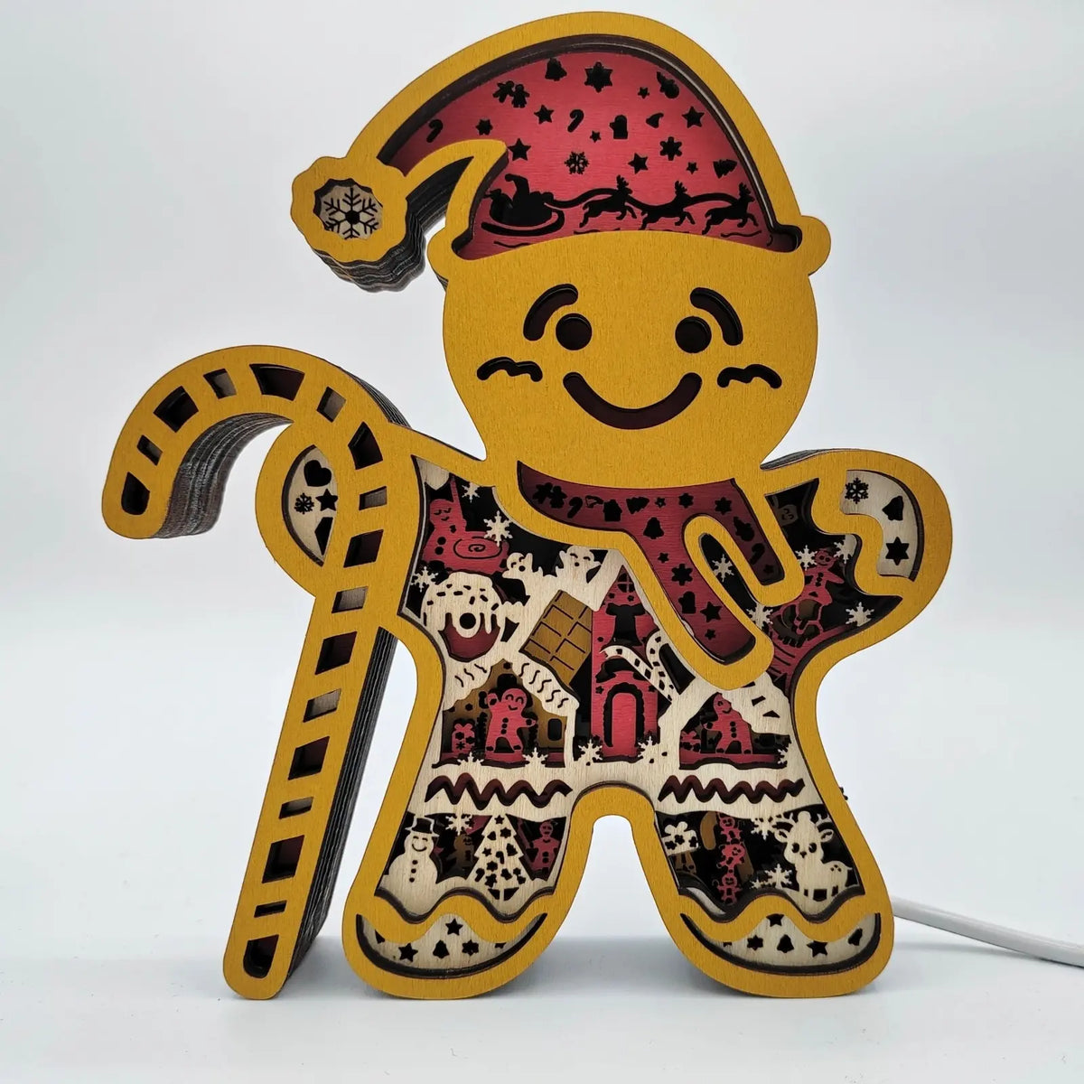 Lampe bonhomme de pain d'épice en bois - USB