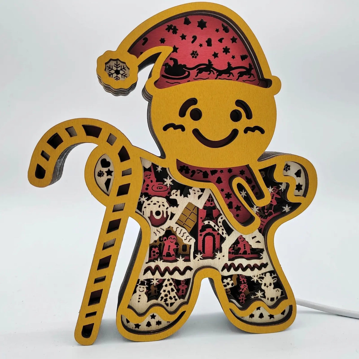 Lampe bonhomme de pain d'épice en bois - USB