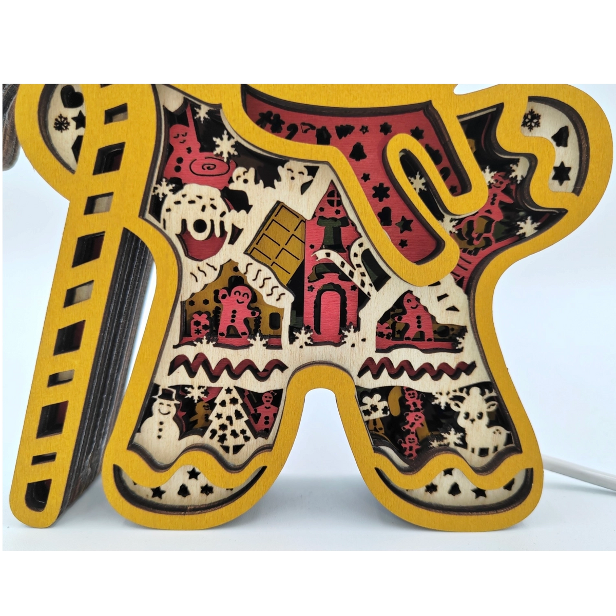 Lampe bonhomme de pain d'épice en bois - USB