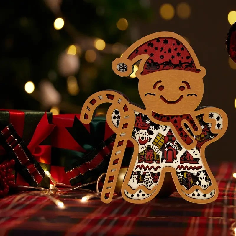 Lampe bonhomme de pain d'épice en bois - USB