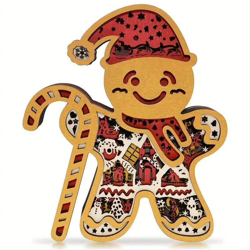 Lampe bonhomme de pain d'épice en bois - USB