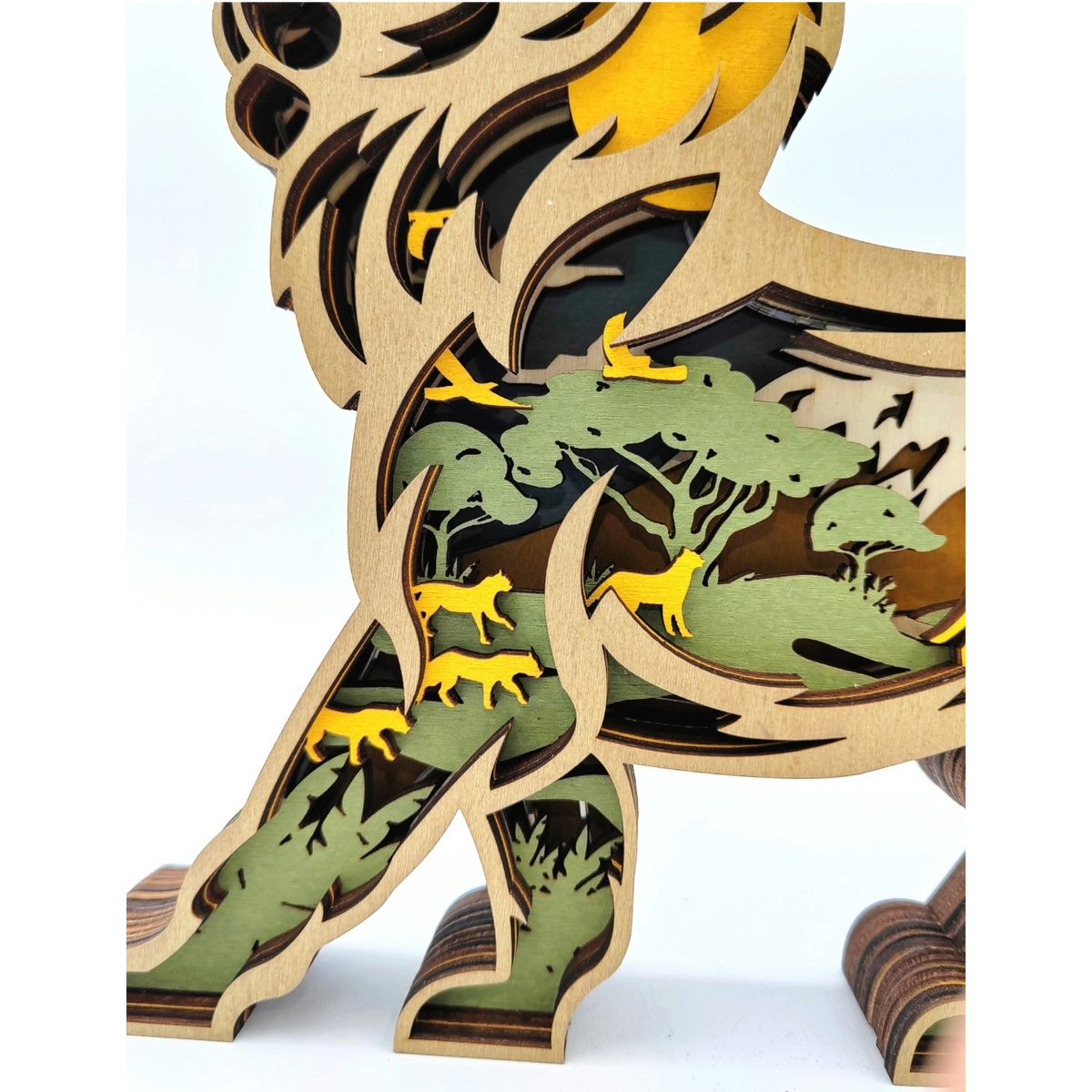 Lampe lion en bois - USB
