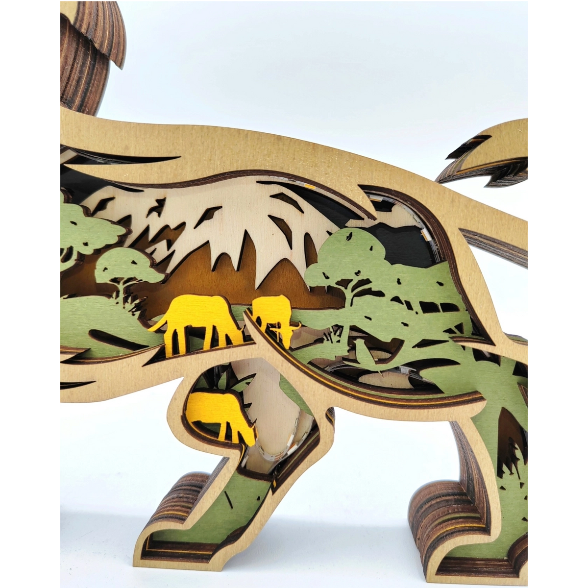Lampe lion en bois - USB