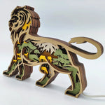 Lampe lion en bois - USB