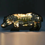 Lampe hippopotame en bois - USB