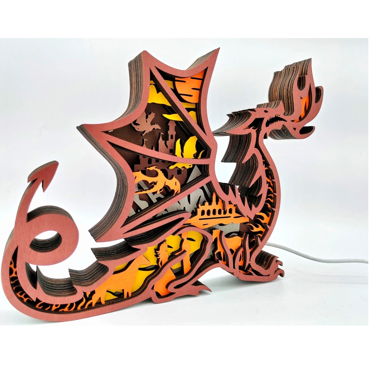 Lampe dragon en bois - USB