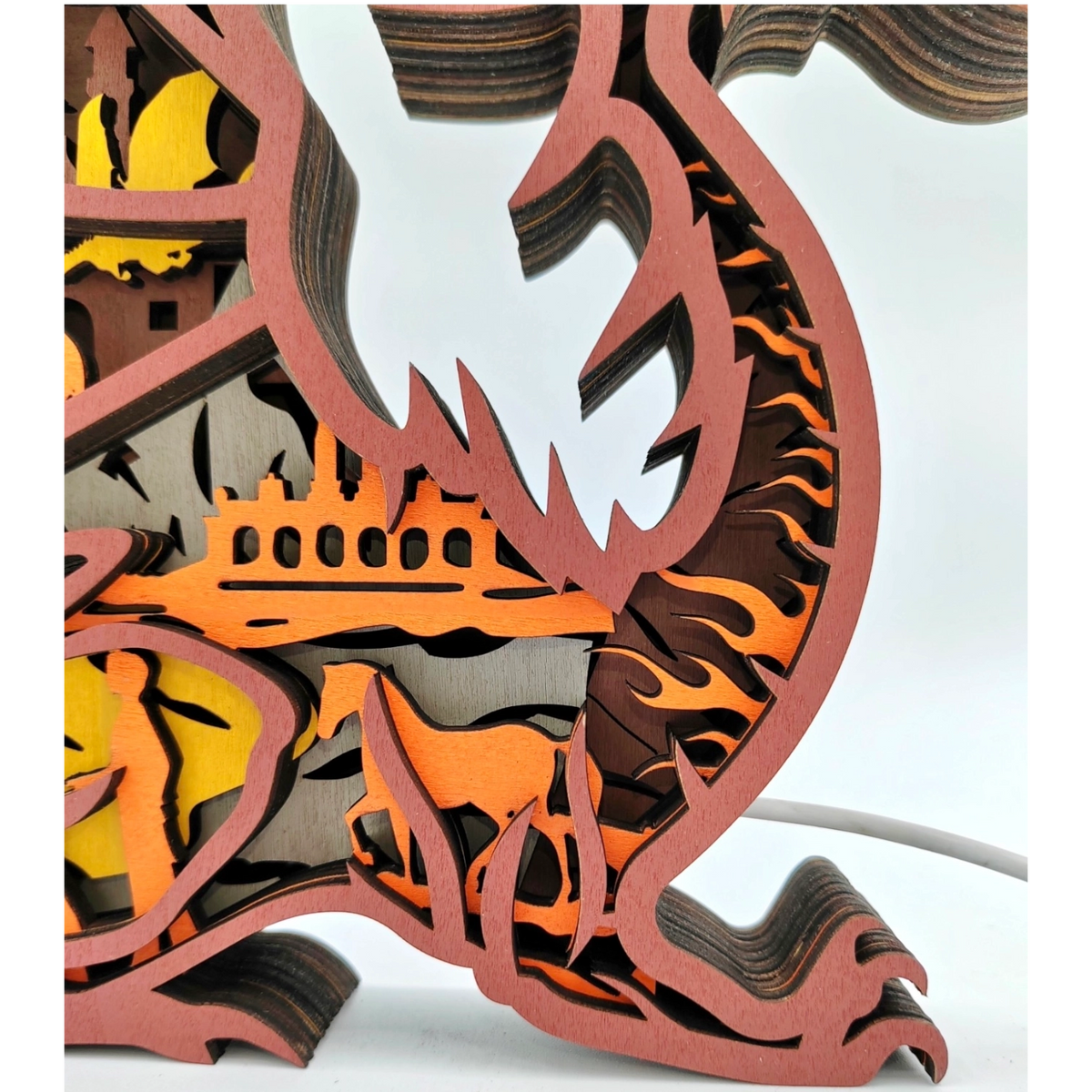 Lampe dragon en bois - USB