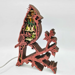 Lampe cardinal rouge en bois - USB