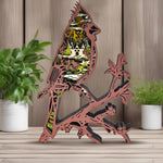 Lampe cardinal rouge en bois - USB