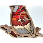 Sculpture cardinal rouge en bois