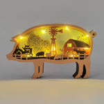 Sculpture cochon en bois