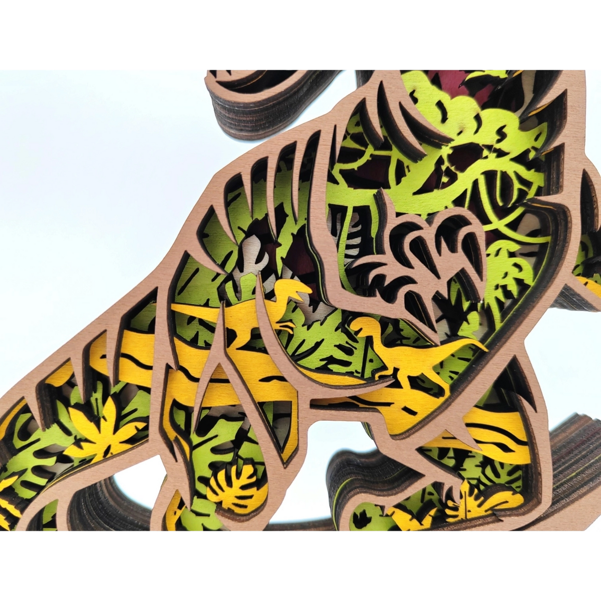 Lampe dinosaure vélociraptor en bois - USB