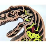 Lampe dinosaure vélociraptor en bois - USB