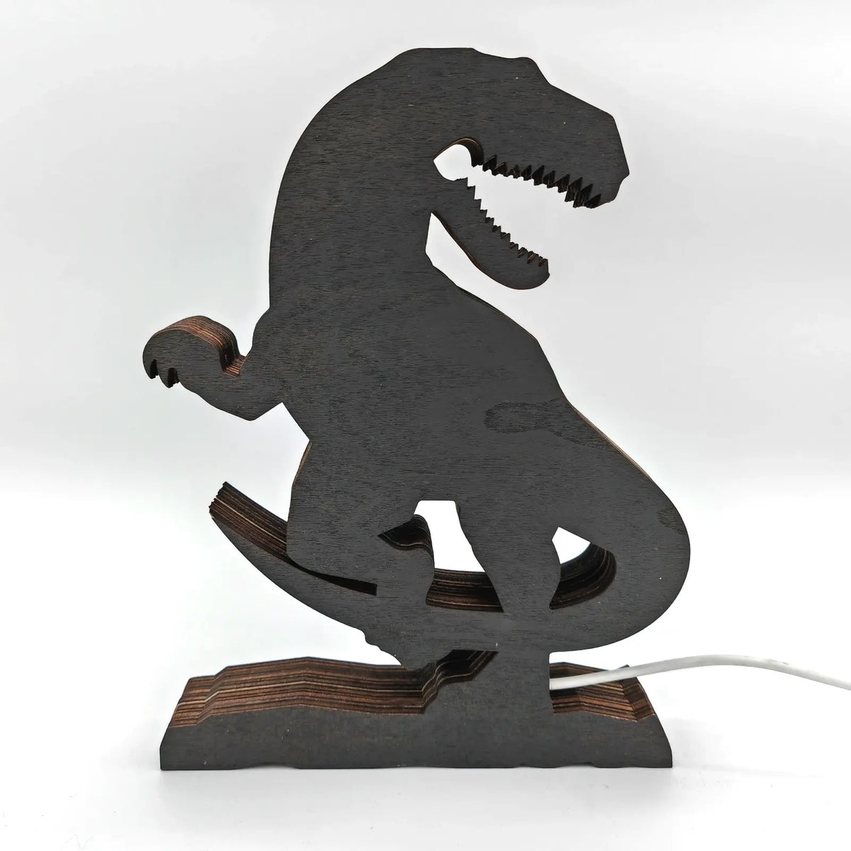 Lampe dinosaure vélociraptor en bois - USB