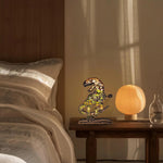 Lampe dinosaure vélociraptor en bois - USB